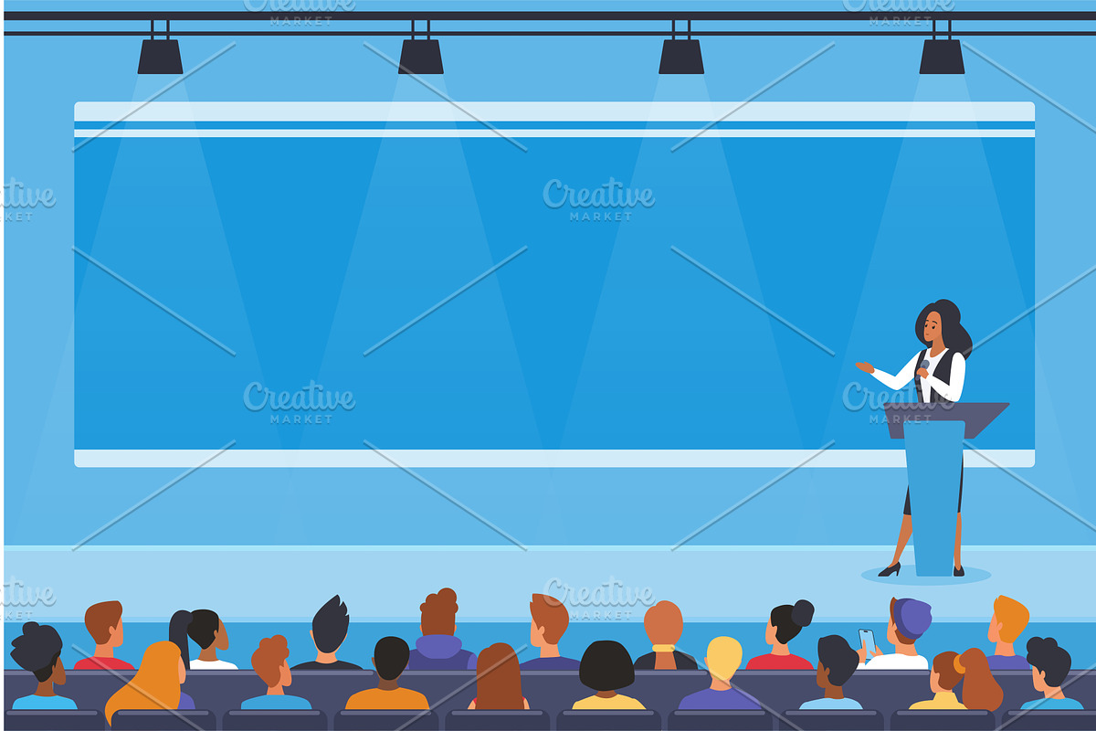 Speaker presenting conference, a Person Illustration by Lemberg Vector