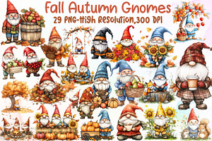 Fall Autumn Gnomes, Gnome Clipart, an Illustration by Sublimation Artist