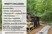 Redwood Cabin Plans 2 Bedroom, an Object Graphic by elevatedspaces (Thumbnail 2 of 10)
