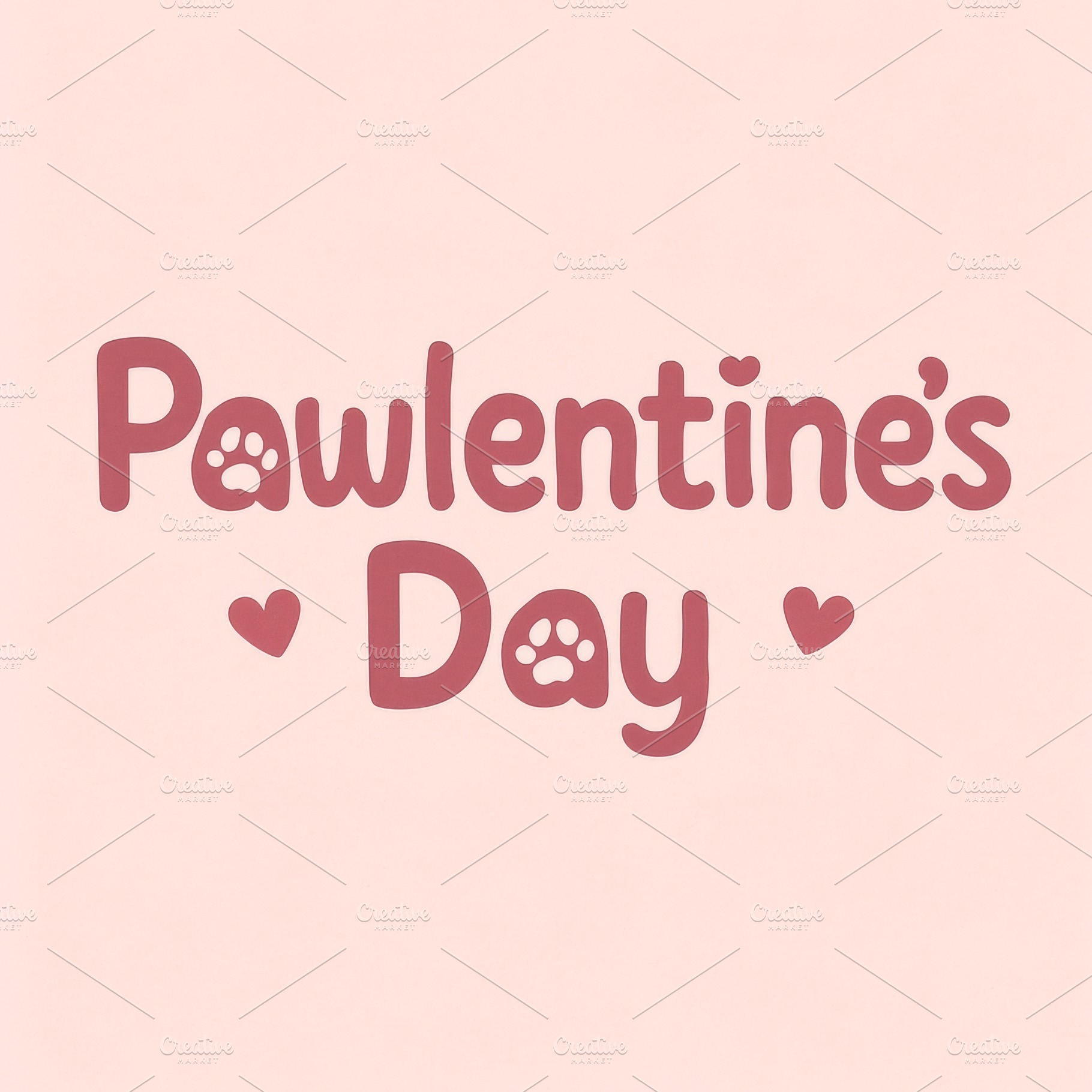 Pawlentines Day text with paw prints, a Photo by Dvoevnore photos