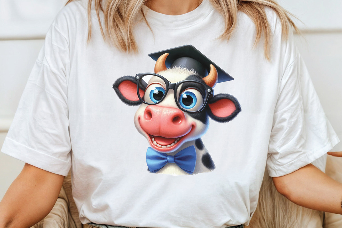 Watercolor Funny Graduation Cow PNG, an Illustration by CraftArtStudio (Photo 4 of 6)