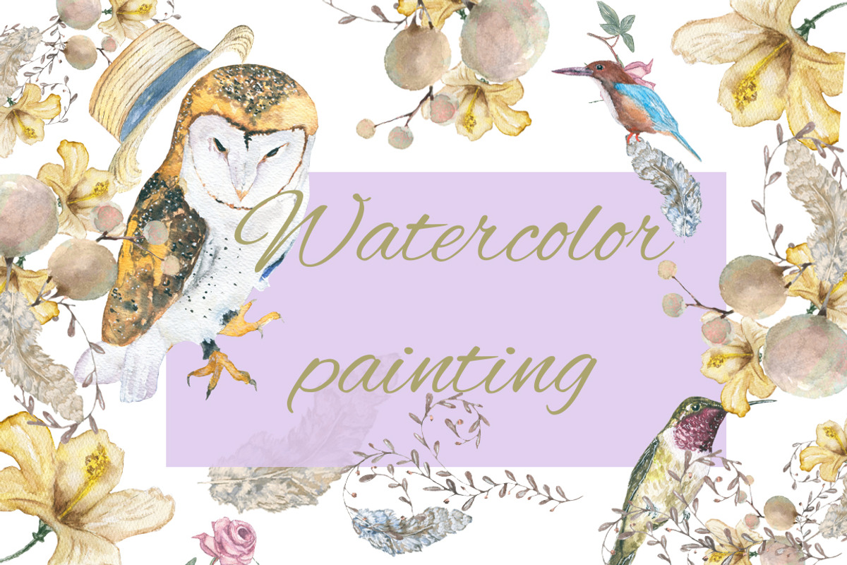 Birds and flowers watercolor, an Animal Illustration by JuliaFast (Photo 2 of 8)