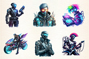 Cyberpunk Characters Clipart, an Illustration by DreamArtGraphic (Thumbnail 3 of 4)