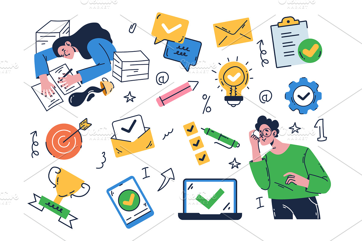 Business office work finance icons, a Templates & Theme by PrettyVectors