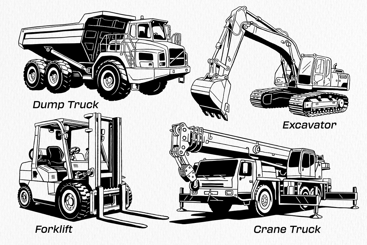 Heavy Vehicle Hand-Drawn Vector, a Transportation Illustration by Tekuni (Photo 6 of 9)