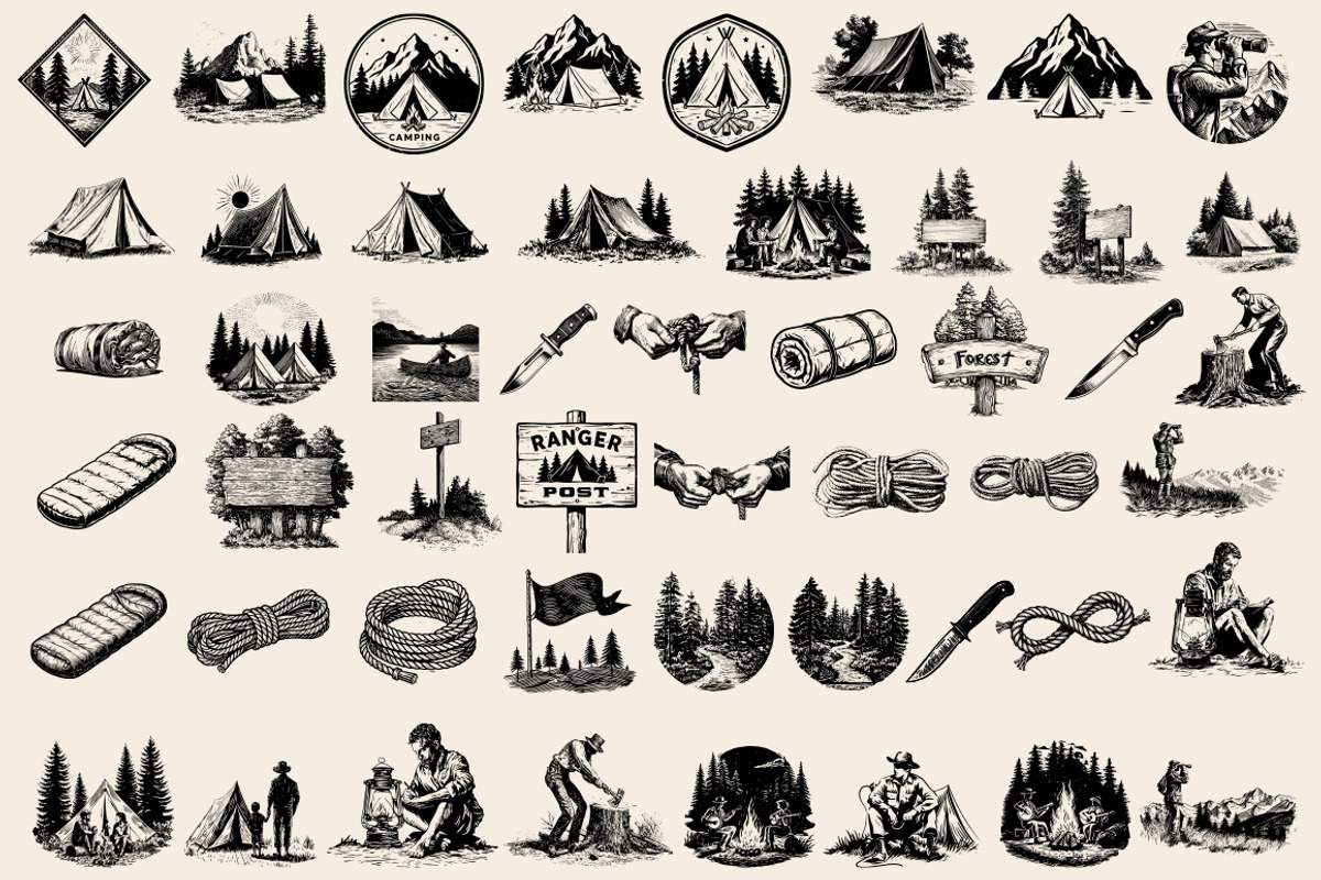 Vintage Outdoor Camping illustration, an Object Illustration by Nocturnal Wolf (Photo 10 of 18)