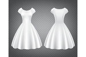 White Retro Woman Dress For Wedding