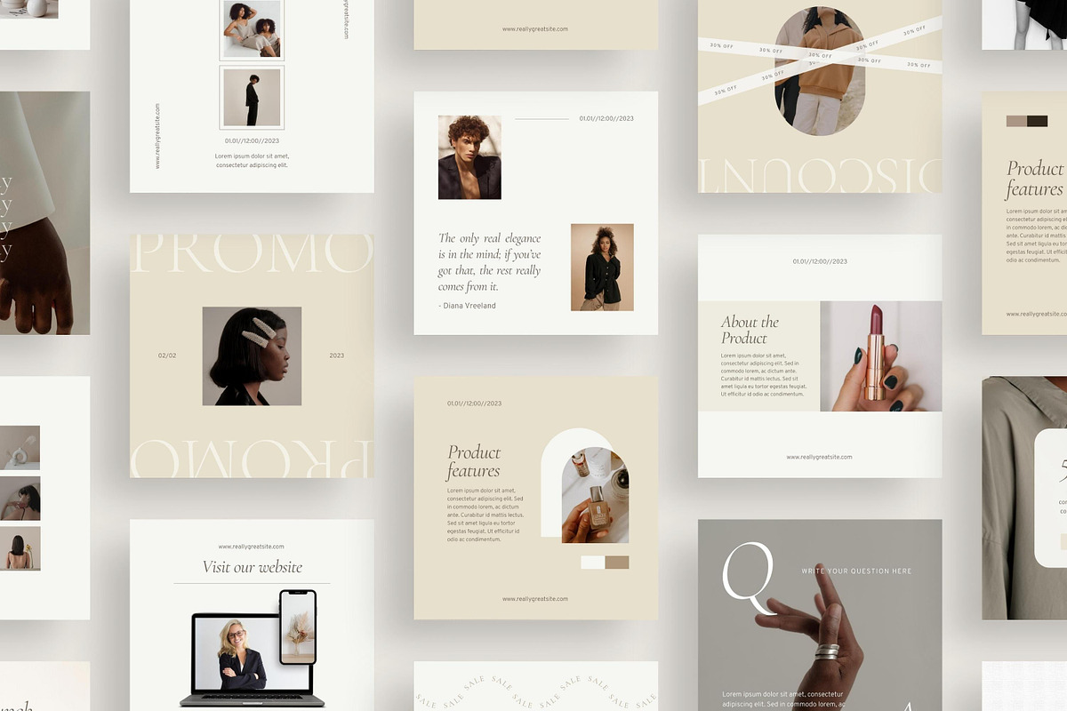 Luxury Aesthetic Instagram templates, a Social Media Template by LiliesandBerries (Photo 5 of 17)
