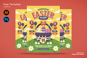 Cute Easter Egg Hunt Flyer, a Flyer Template by Huge Dream Studio