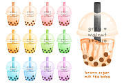 Bubble Tea Clipart, a Food Illustration by greywalnutstudio (Thumbnail 2 of 4)