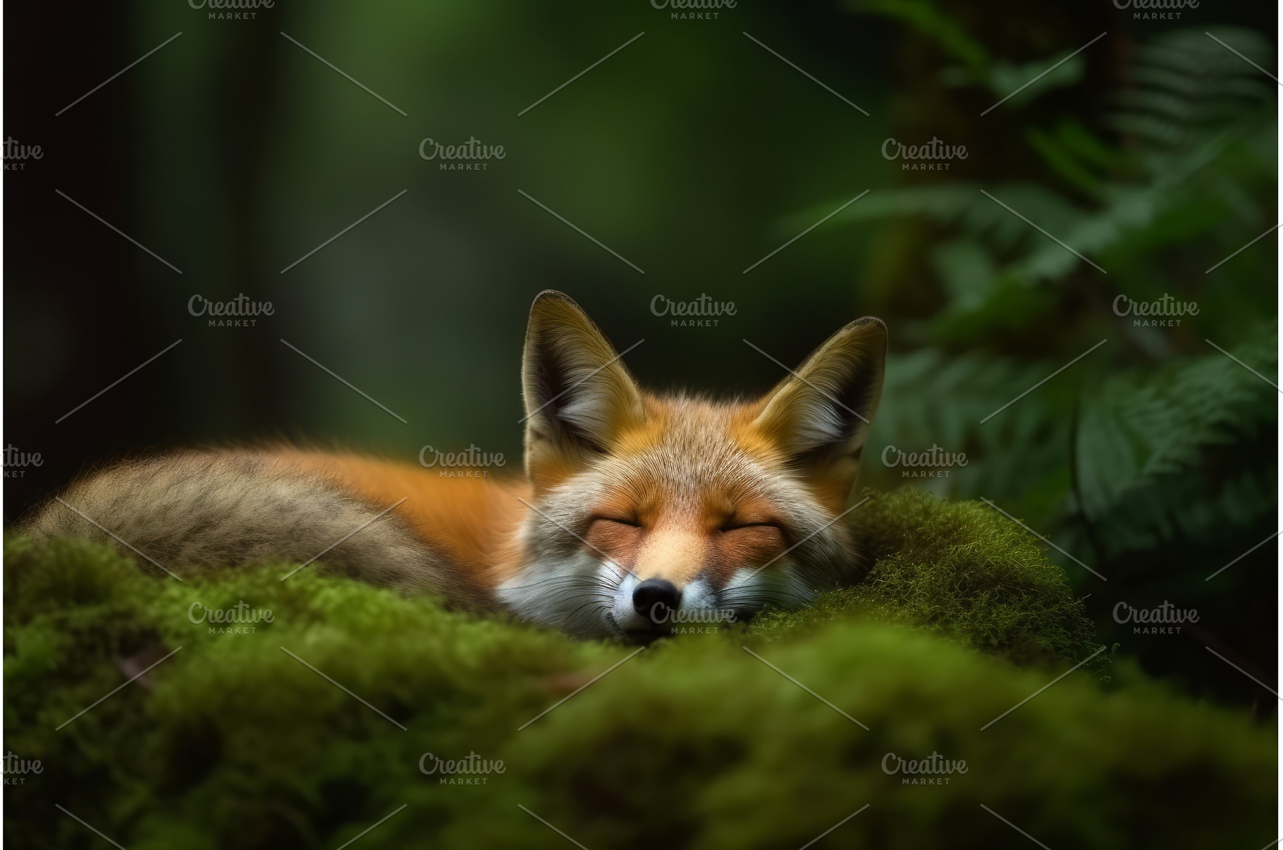 Forest sleeping fox. Generate Ai, an Animal Photo by Ylivdesign