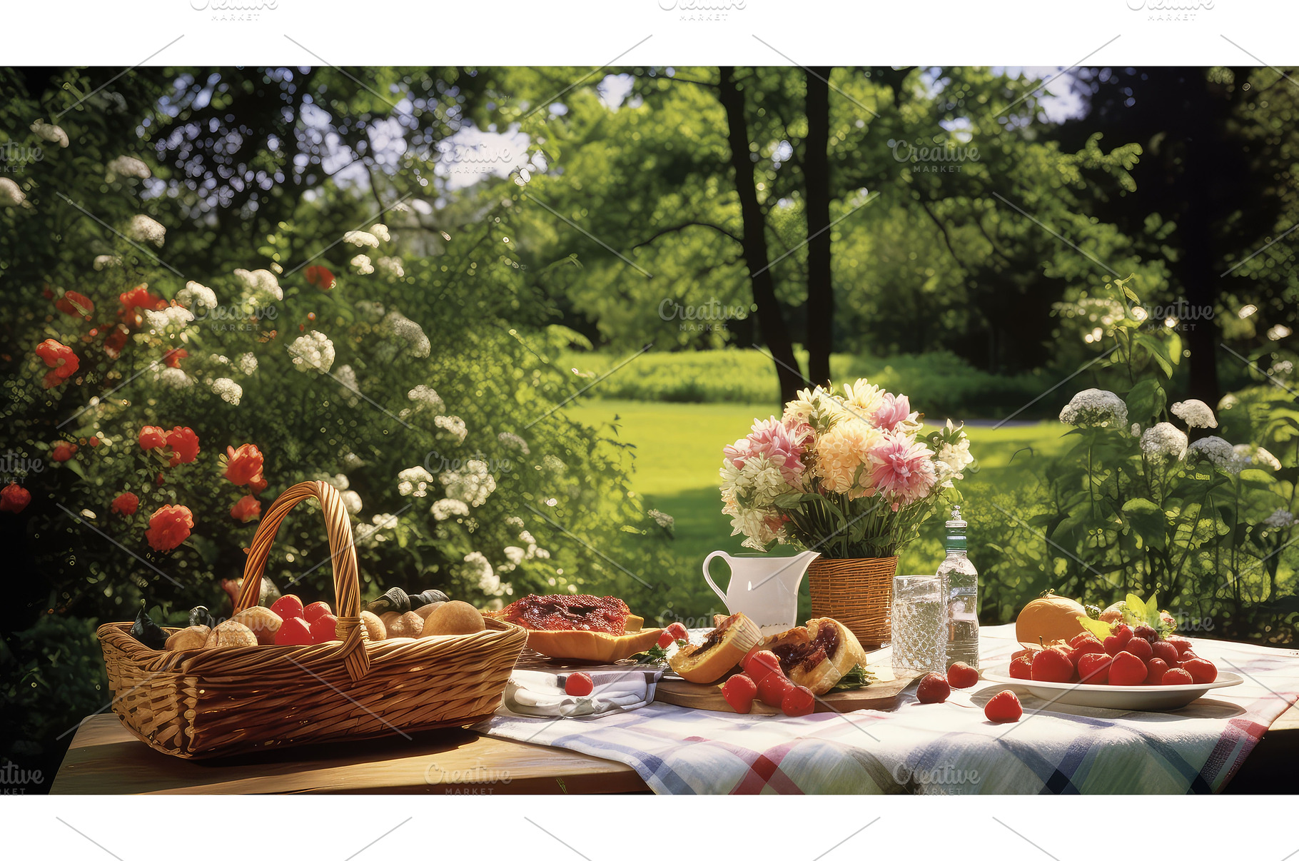 outdoor table picnic ai generated, a Nature Photo by pikepicture