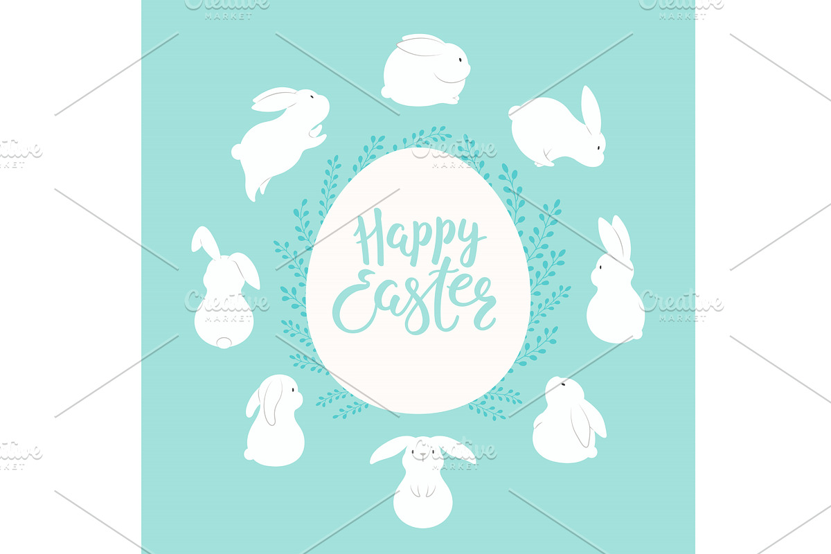 Easter bunnies, cute rabbits frame, an Object Illustration by sceptical cactus
