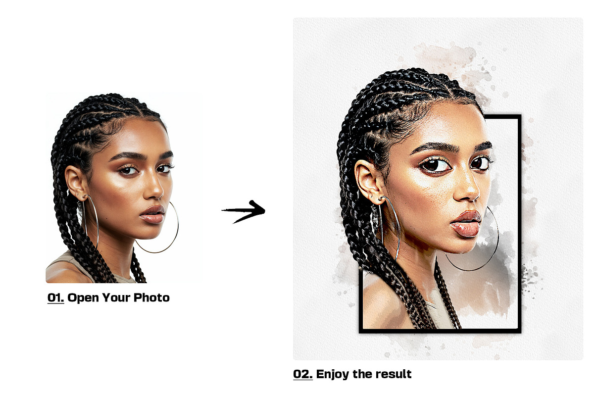 Watercolor Cartoon Portrait Art, an Action Add-On by MRI STUDIO (Photo 5 of 24)