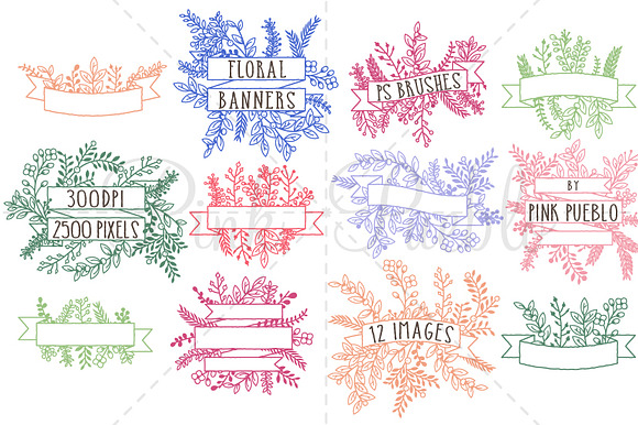Floral Banner Photoshop Brushes preview 4