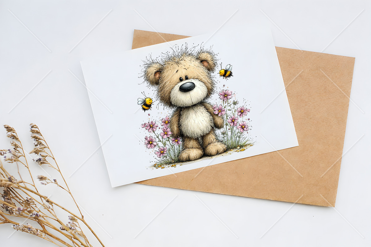 Whimsical Bear and Bees Clipart, a Seasonal Illustration by Canvas Craft (Photo 10 of 10)