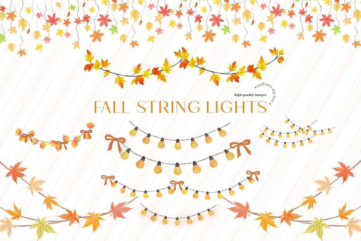 Fall Floral String Lights Clipart, an Illustration by Sunflower Day Love (Photo 1 of 4)
