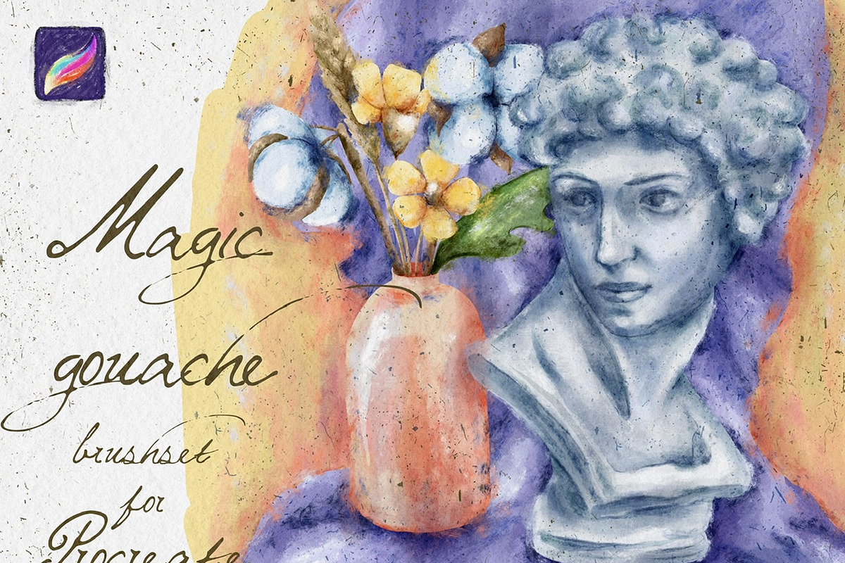 Magic Gouache Brushes for Procreate, a Brush Add-On by BooStudio (Photo 2 of 9)