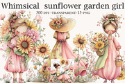 Whimsical sunflower garden girl, an Illustration by Designworld (Thumbnail 1 of 9)