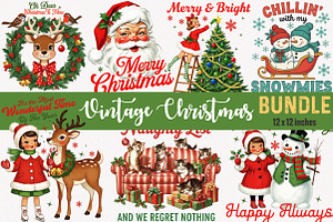 Vintage Christmas PNG Bundle, an Illustration by SinaCreation