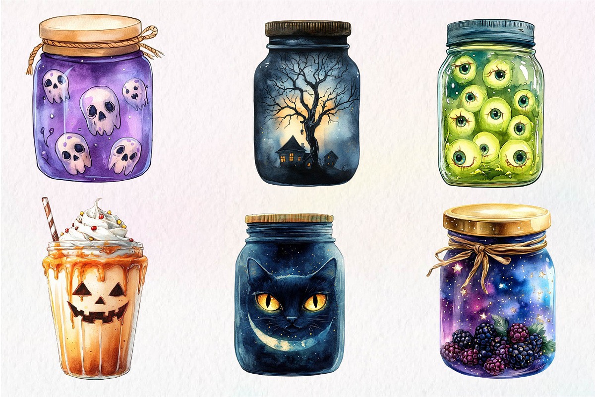 Halloween Mason Jar Clipart, an Illustration by Dream Creation (Photo 2 of 7)