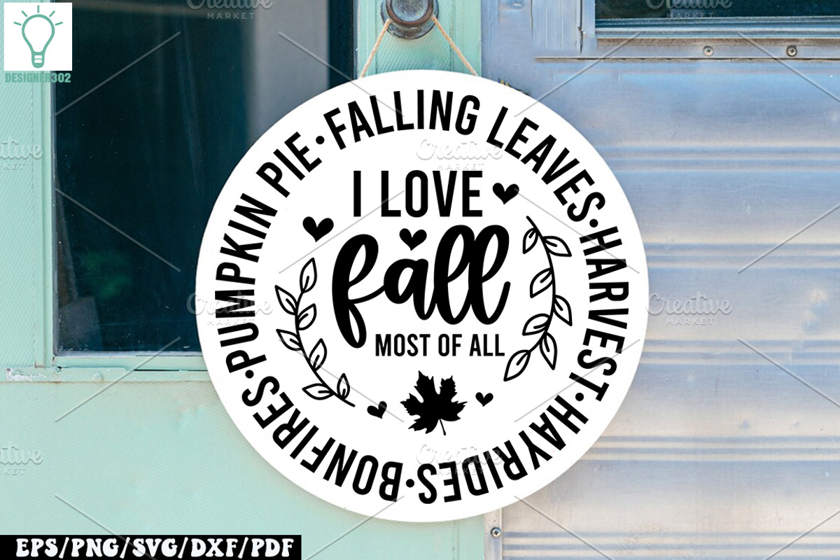 Fall Round Door hanger SVG Bundle, a Graphic by Designer302 (Photo 6 of 23)