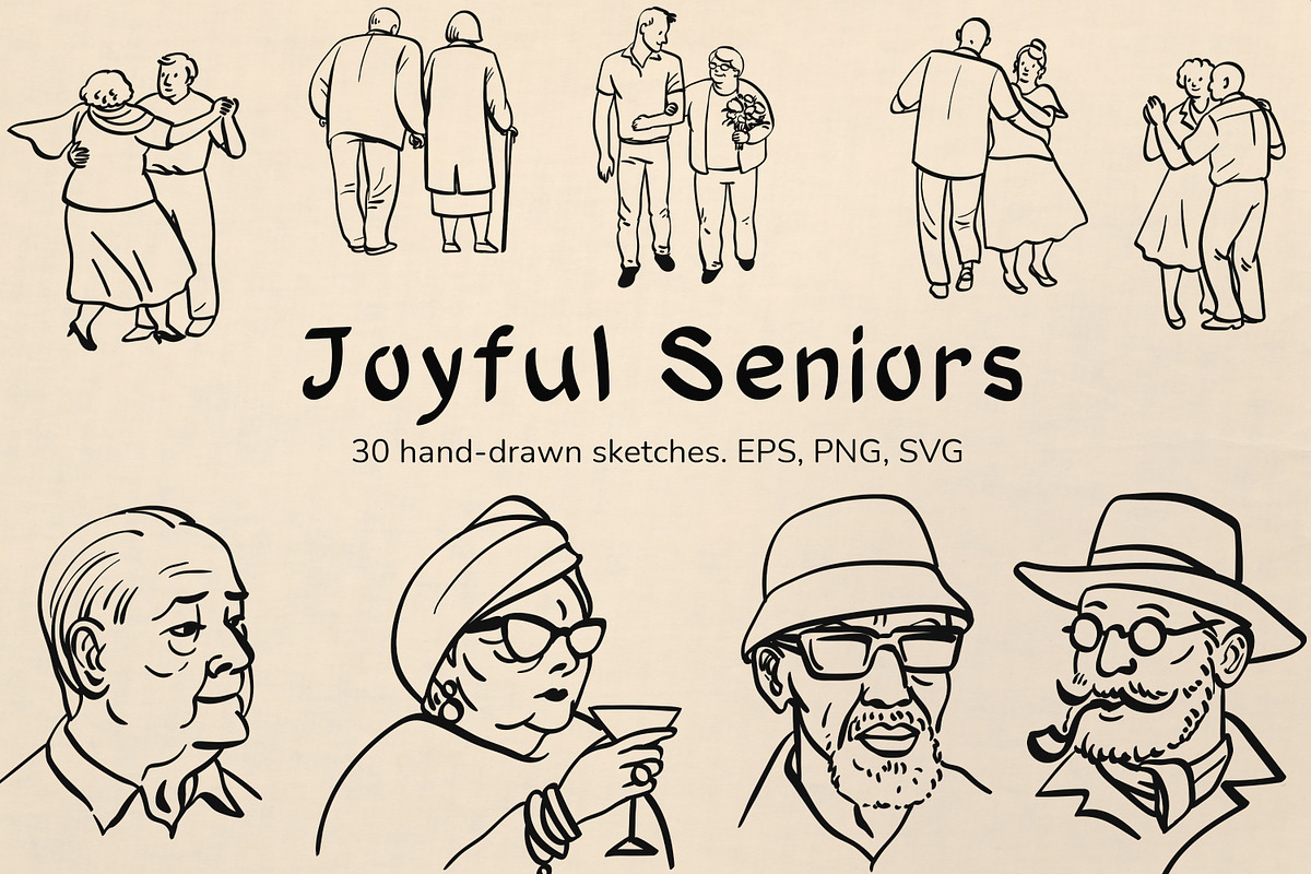 Joyful seniors. 30 illustrations, a Person Illustration by Nadia Murash (Photo 1 of 5)