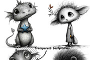 Whimsical Animal Valentine Line Art, an Illustration by one-touch (Thumbnail 8 of 8)