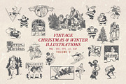 Vintage Christmas Illustrations vol2, a Seasonal Illustration by Seaquint (Thumbnail 1 of 6)