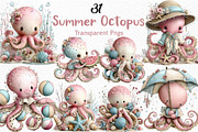 Whimsical Summer Octopus Clipart, an Illustration by Craft Nest (Thumbnail 1 of 6)