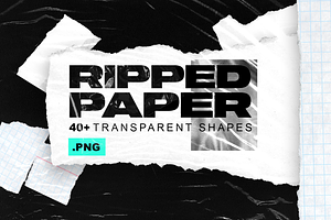 40 Ripped Paper Transparent Shapes