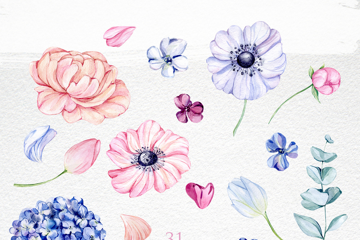 Watercolor Gentle Pastel Flowering, an Illustration by S_ARTLOVE (Photo 2 of 7)