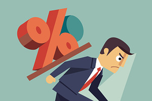 Businessman struggling, a Finance Illustration by SouravDesign