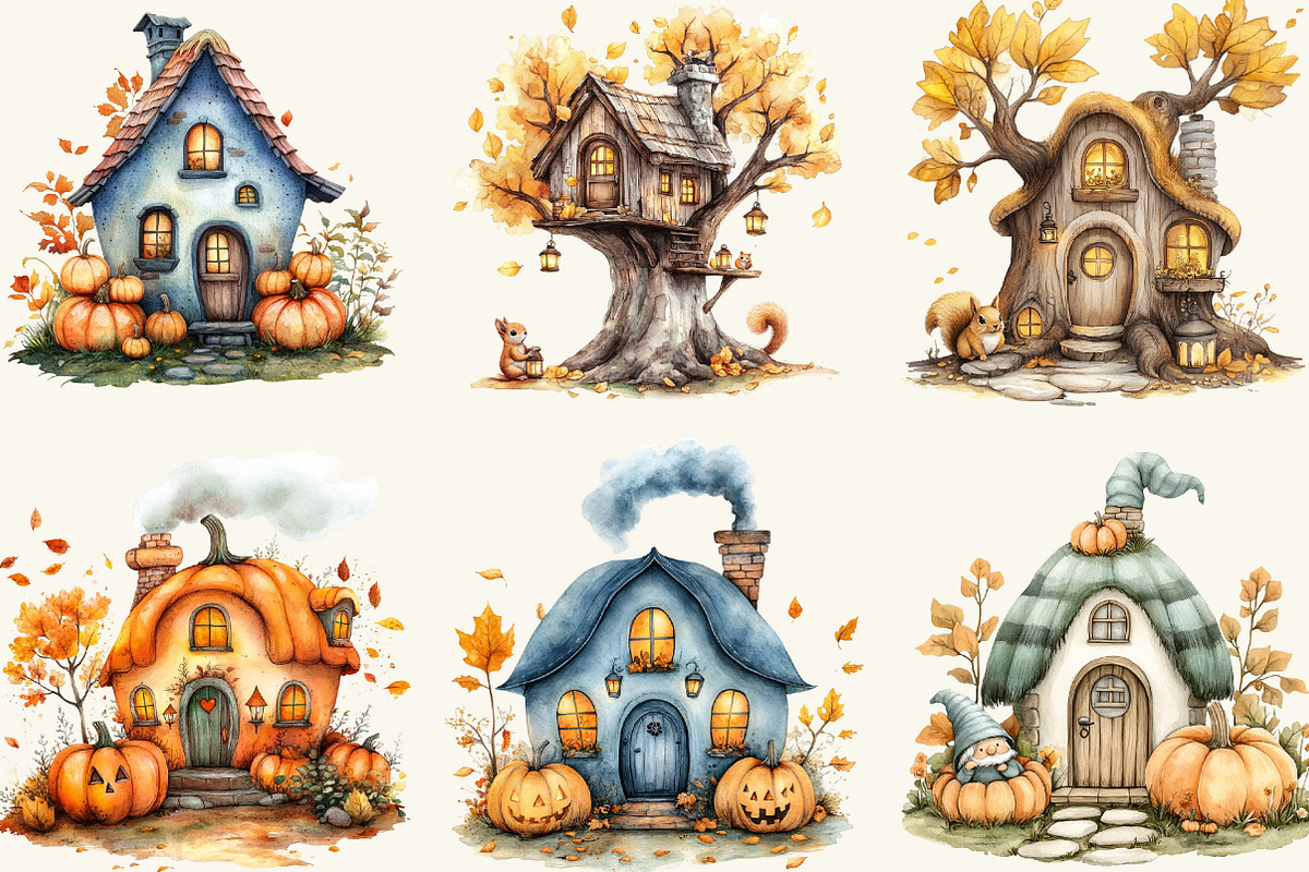 Whimsical Autumn House Clipart, a Work Illustration by cherrydesign (Photo 3 of 3)