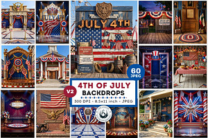 Patriotic 4th of july Backdrops v2, a Background Graphic by ThatsDesignArt