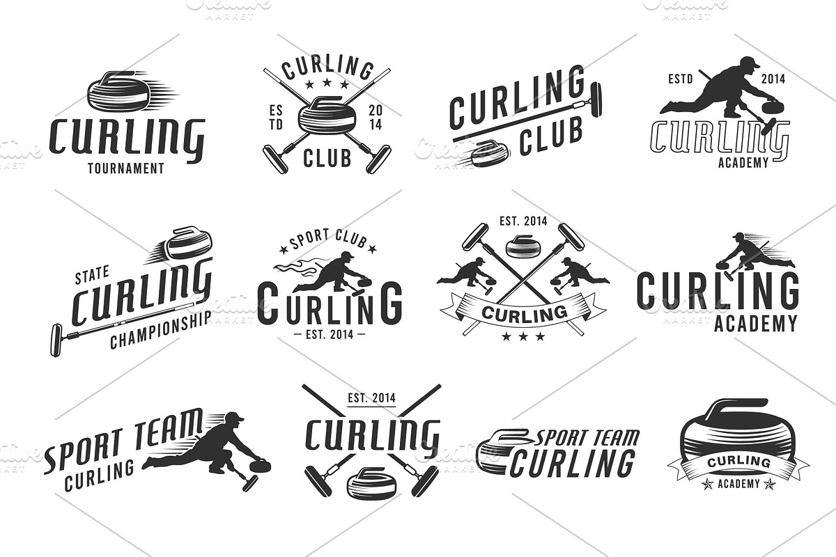 Curling game labels. Ice sport, an Object Illustration by YummyBuum