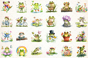 Spring Funny Frog Clipart, an Illustration by DreamCafeArt (Thumbnail 3 of 5)