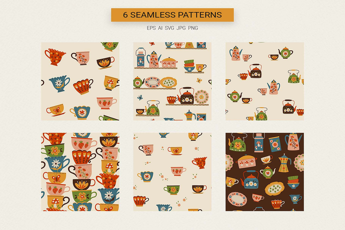 Retro Kitchen Tea & Coffee Clipart, a Food Illustration by Irina Ostapenko (Photo 3 of 9)