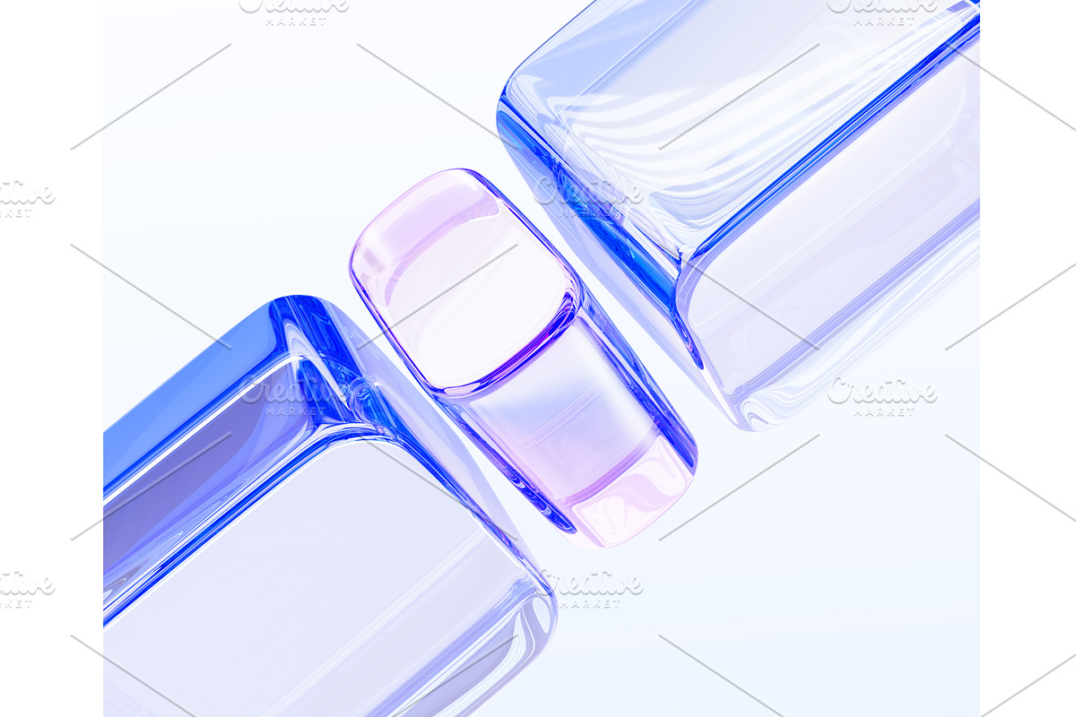 Glass hologram transparent cubes and, a Texture Illustration by Marozhkastudio