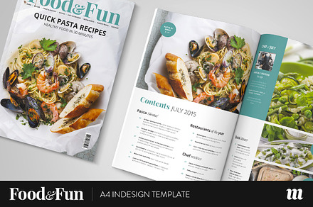 Food&Fun Magazine InDesign Template, a Magazine Template by Mate Toth