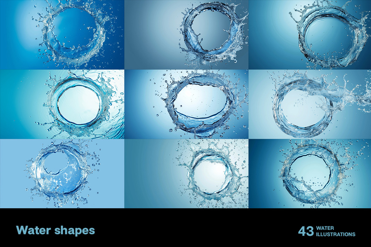 Water shapes. 43 images, a Decorative Illustration by Handmadefont (Photo 8 of 11)