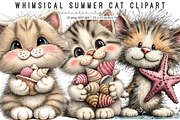 Whimsical summer cat clipart, an Illustration by SinaCreation (Thumbnail 1 of 8)