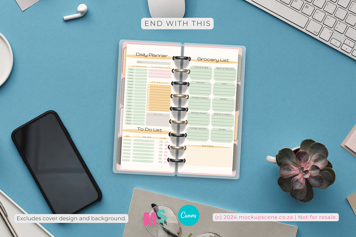 Skinny Happy Planner Canva Mockup, a Books & Magazine Mockup by Mockup Scene (Photo 11 of 14)
