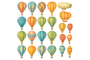 Colorful Hot Air Balloon Set, an Object Graphic by RT Studio