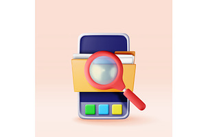 3d smartphone and search information, a Technology Illustration by Abscent