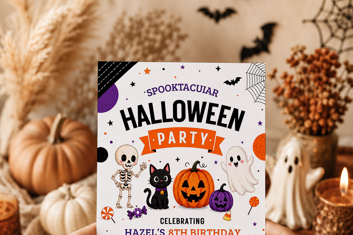 Spooky Halloween Birthday Party Card, an Invitation Template by Arslan (Photo 3 of 5)