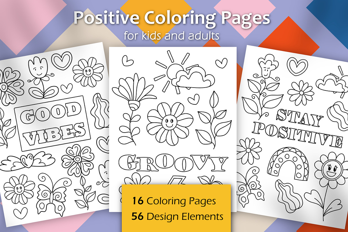 Groovy Coloring Pages Bundle, an Illustration by ChristinaDesigns (Photo 1 of 10)