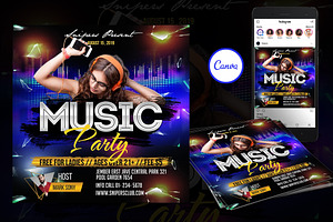 Music Party Flyer Canva Template