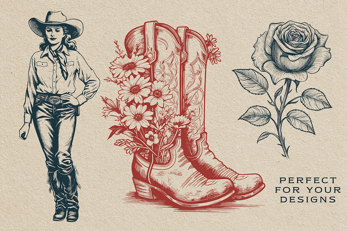 Vintage Cowgirl Design Elements, a Graphic by The Rusty Press (Photo 4 of 4)