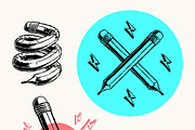 Pencil illustration set, an Illustration by RasterBird (Thumbnail 4 of 6)
